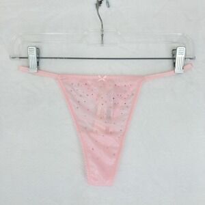 Victorias Secret Dream Angels Crystal Shimmer Thong Panties Womens Medium Pink